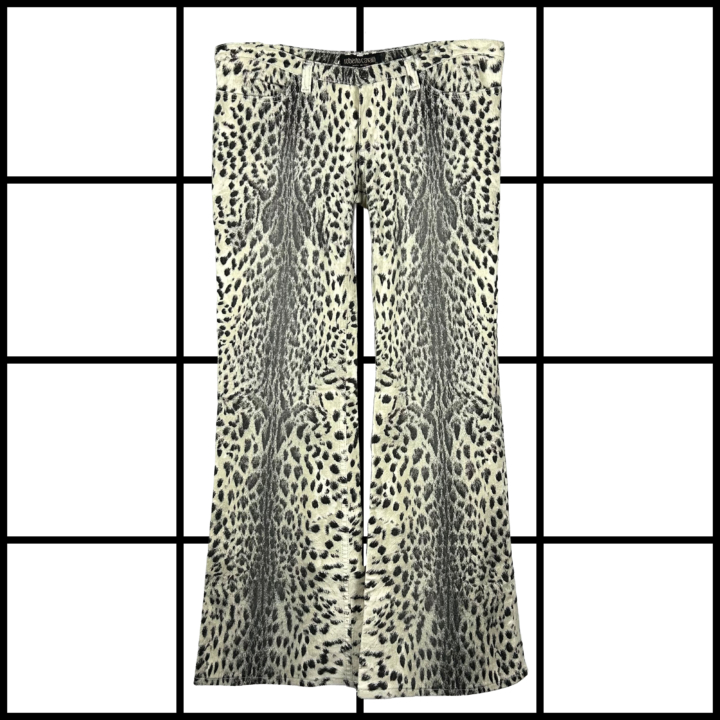 2000s Roberto Cavalli Snow Leopard Print Jeans