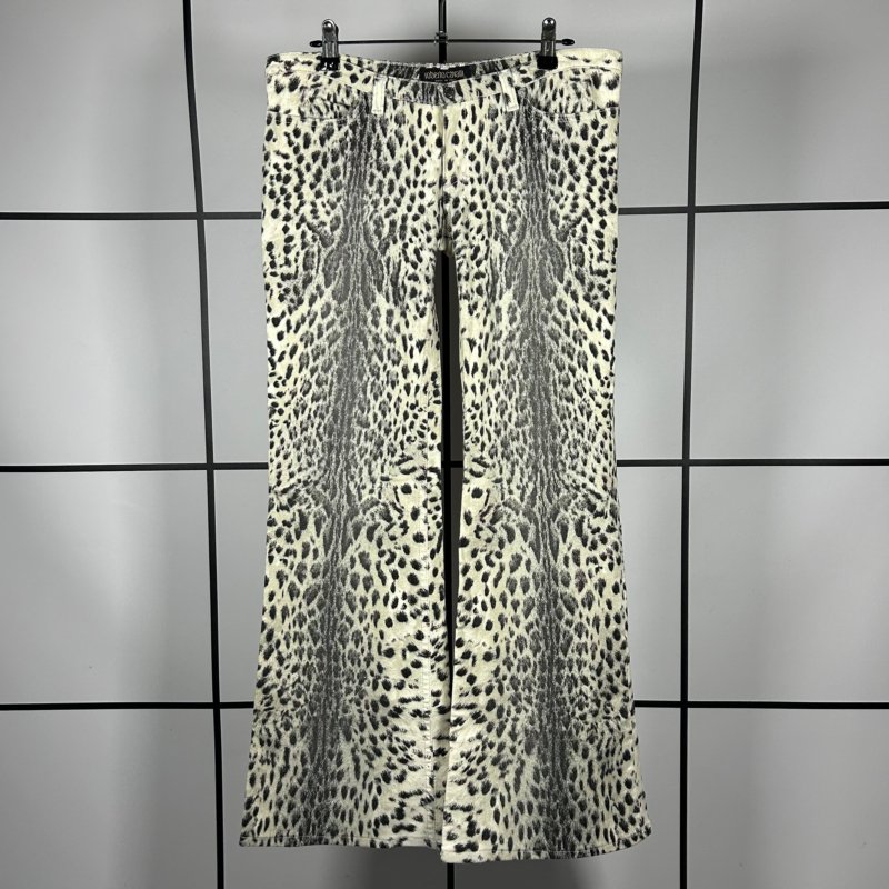 |[ 2000s Roberto Cavalli Snow Leopard Print Jeans ]|