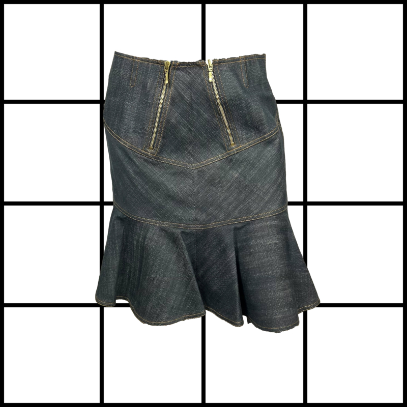 1990s Alaïa Double Zip Denim Skirt