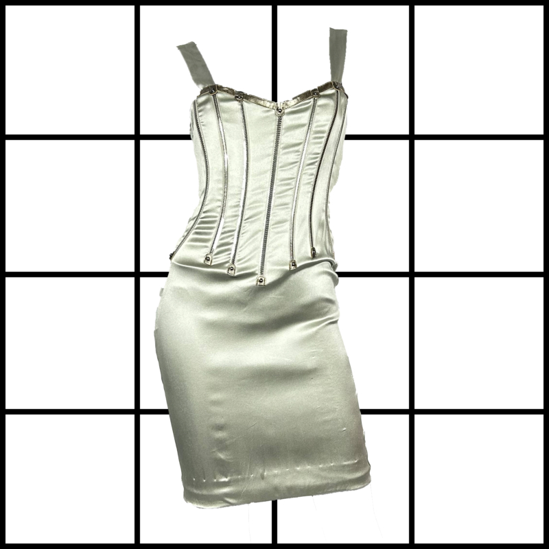 A/W2007 Dolce & Gabbana Silver Zipper Corset Bustier Dress