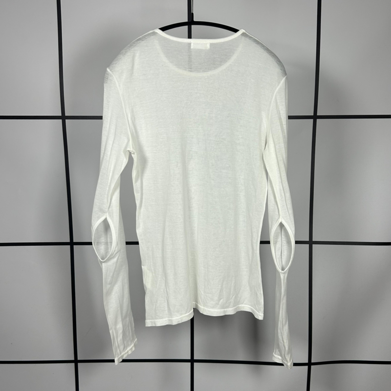 2000 Helmut Lang White Cotton Longslvee Open Elbow