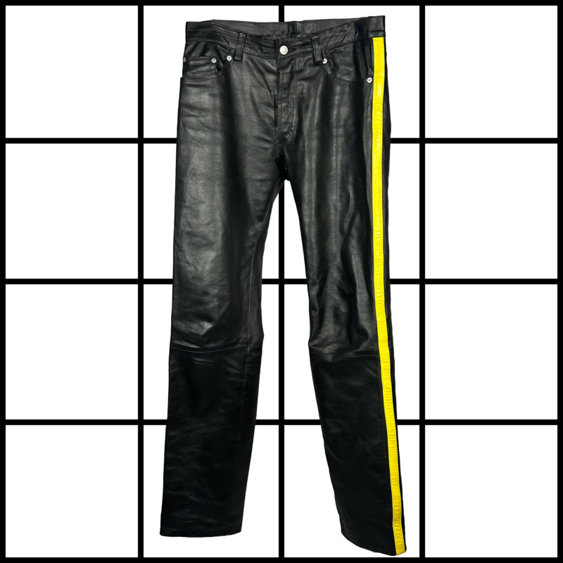 F/W1997 Helmut Lang Yellow Stripe Leather Jeans