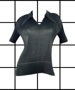 2000's Issey Miyake Pleated Formal Collar Shortsleeved Shirt