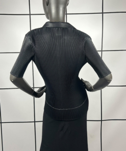 2000's Issey Miyake Pleated Formal Collar Shortsleeved Shirt - Image 6