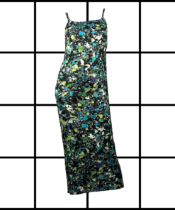 2000s Issey Miyake Sample Pleated Paint Splatter Print Dress