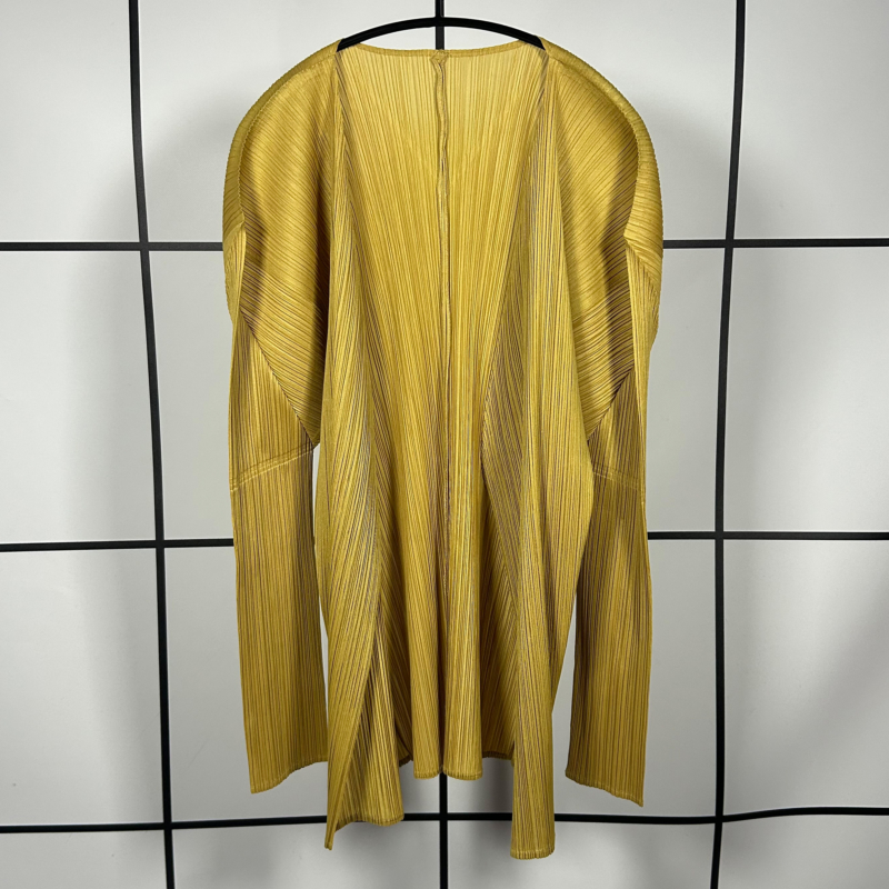 2000s Issey Miyake Pleats Please Mustard Cardigan