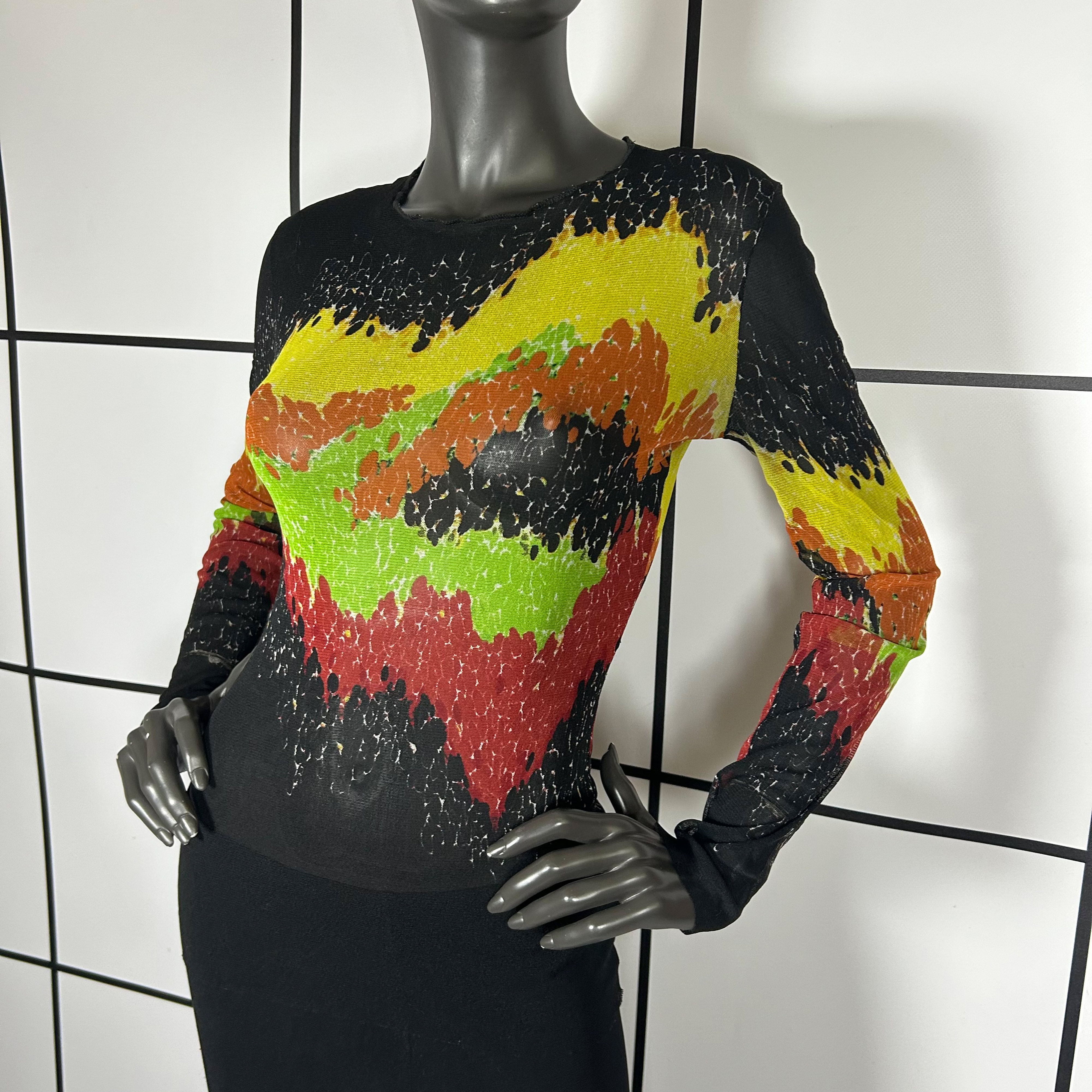 S/S1997 Jean Paul Gaultier Runway Layered Flare Colored Mesh Top - Image 3