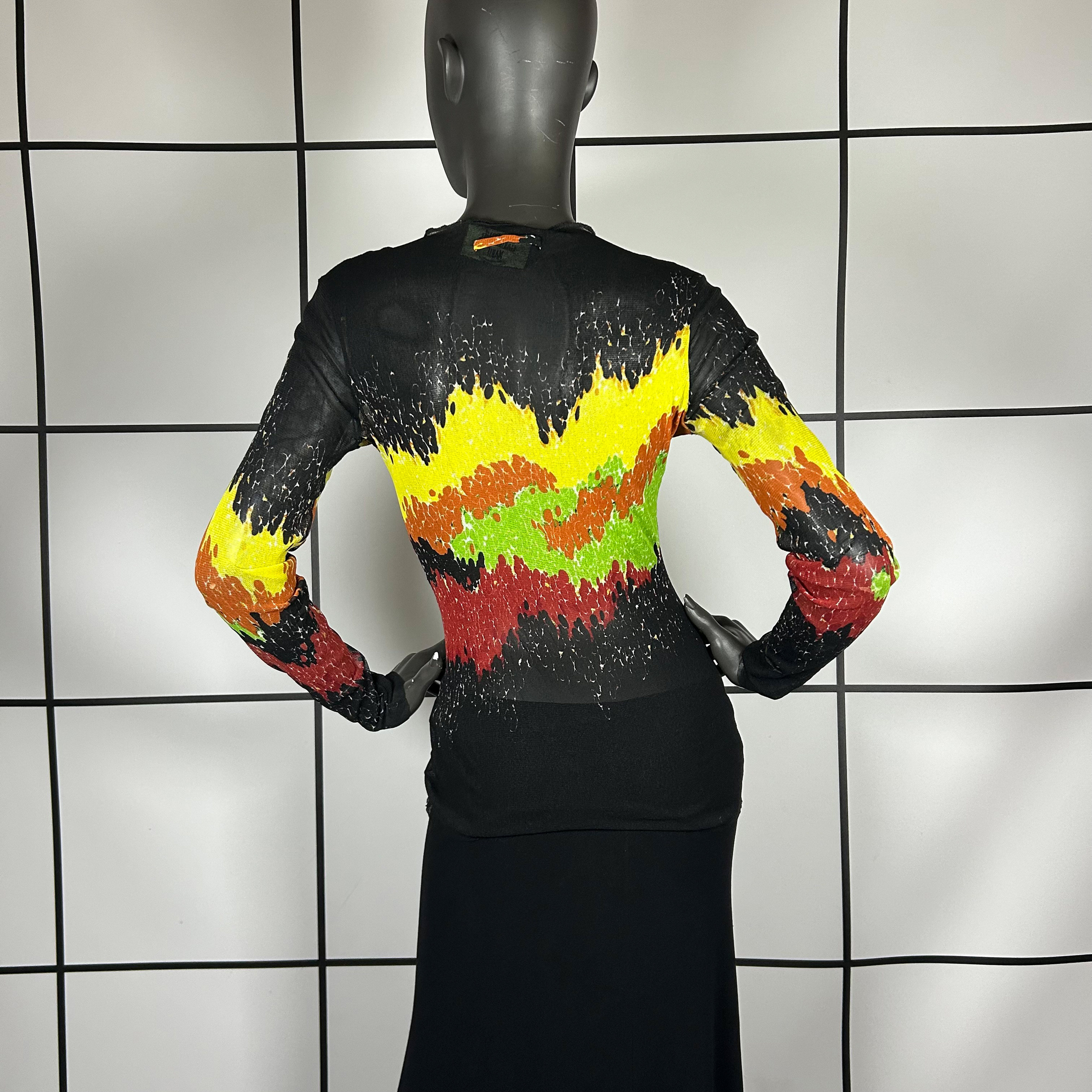 S/S1997 Jean Paul Gaultier Runway Layered Flare Colored Mesh Top - Image 4