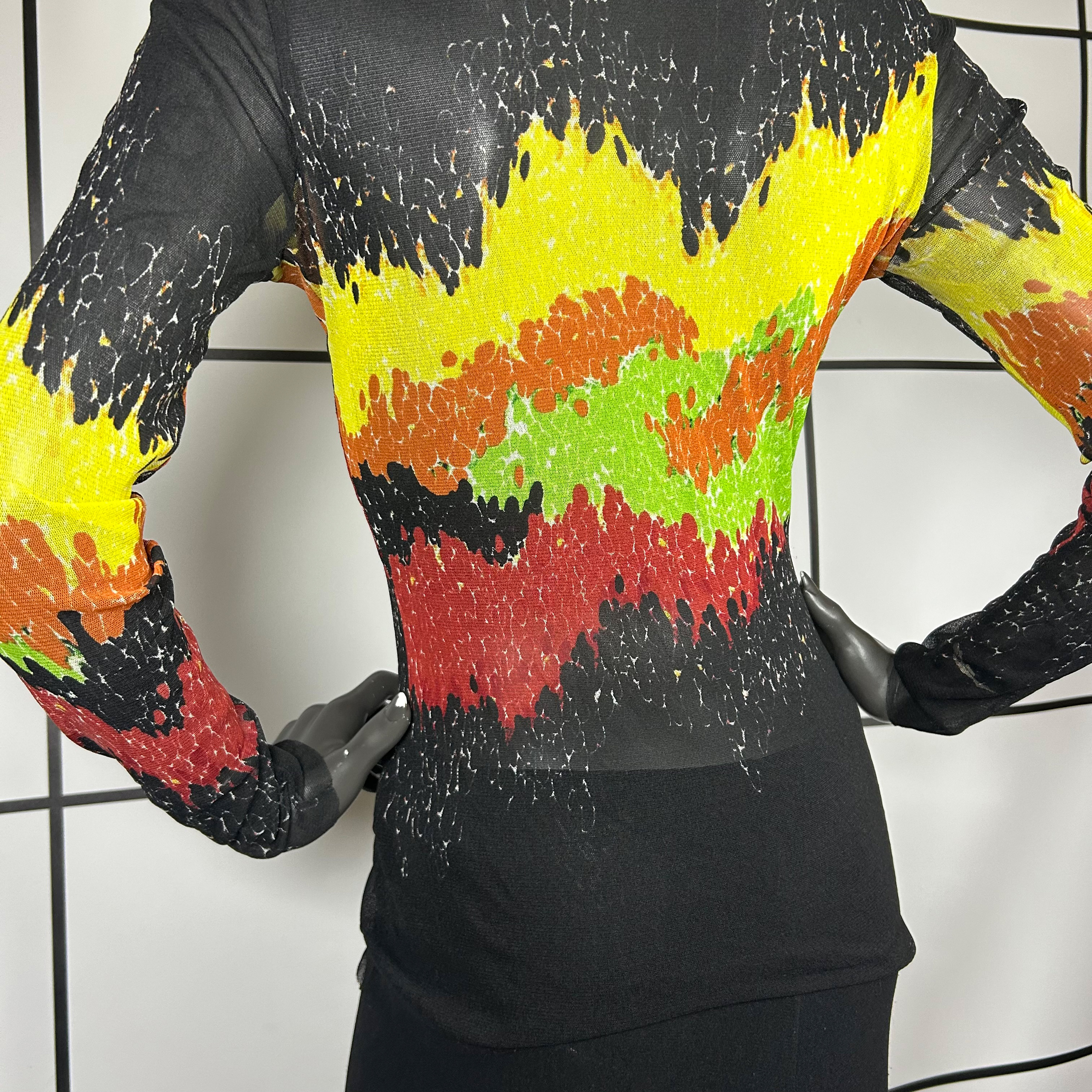 S/S1997 Jean Paul Gaultier Runway Layered Flare Colored Mesh Top - Image 6