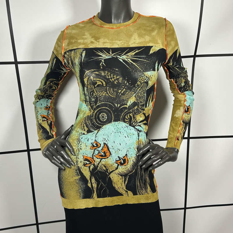 1990s Jean Paul Gaultier Indigenous Warrior Print