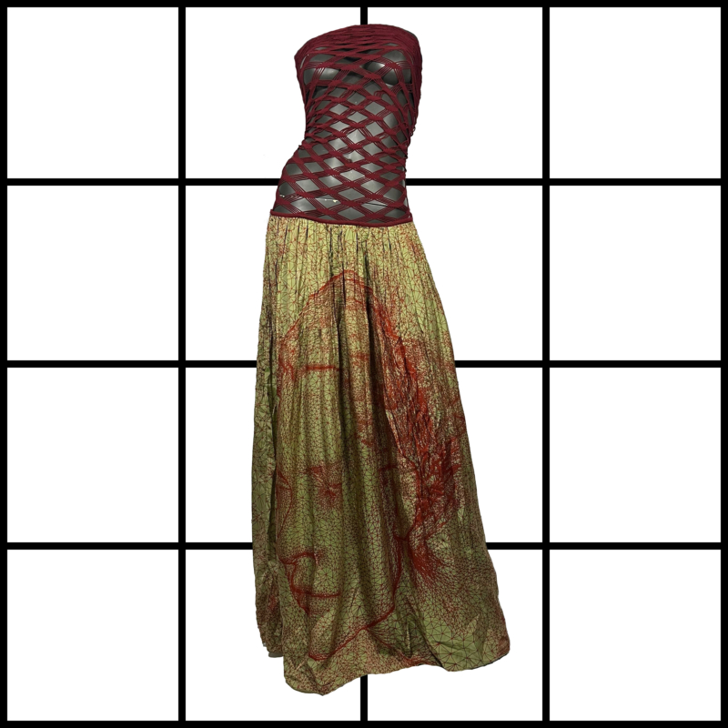 1990s Jean Paul Gaultier Layered Constellation Face Print Wire Dress