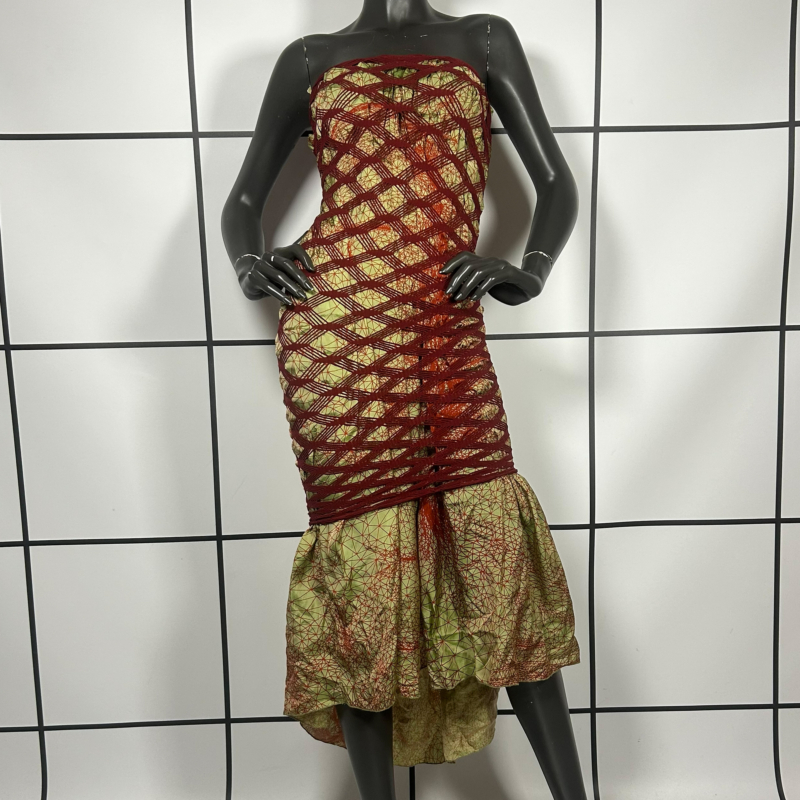 1990s Jean Paul Gaultier Layered Constellation Face Print Wire Dress