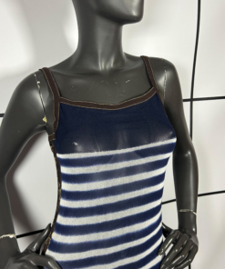 S/S2001 Jean Paul Gaultier Blue Striped Mesh Top - Image 2