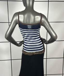S/S2001 Jean Paul Gaultier Blue Striped Mesh Top - Image 4