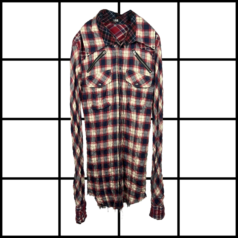 2000s L.G.B. Tartan Zip Shirt