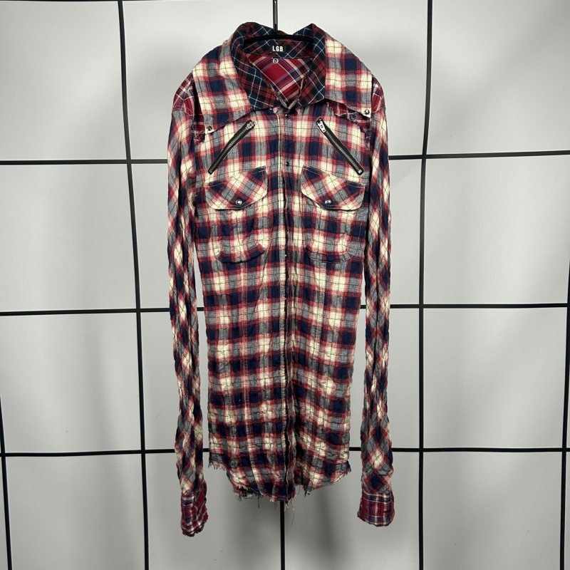 2000s L.G.B. Tartan Zip Shirt
