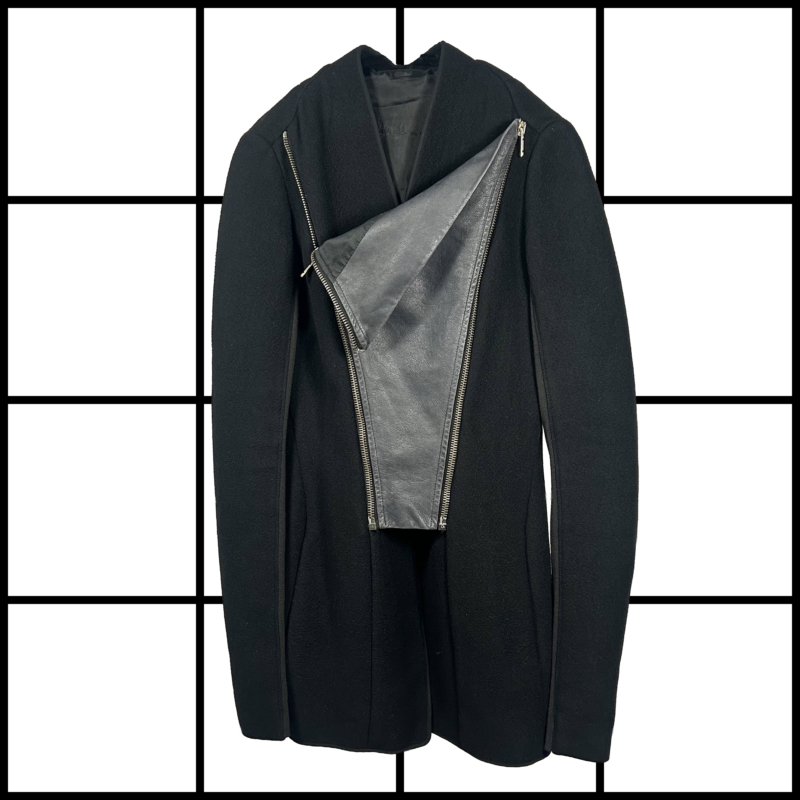 2000s Rick Owens Cashmere Leather Panel Jacket