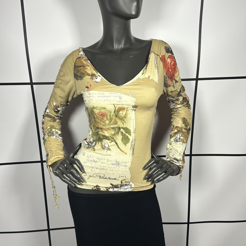 2000s Roberto Cavalli Abstract Floral Print Top