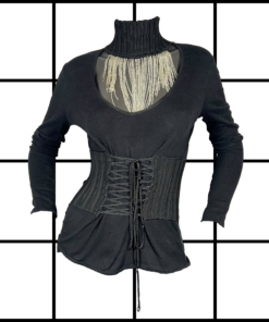 2010's Roberto Cavalli Class Chained Turtleneck Corset Top