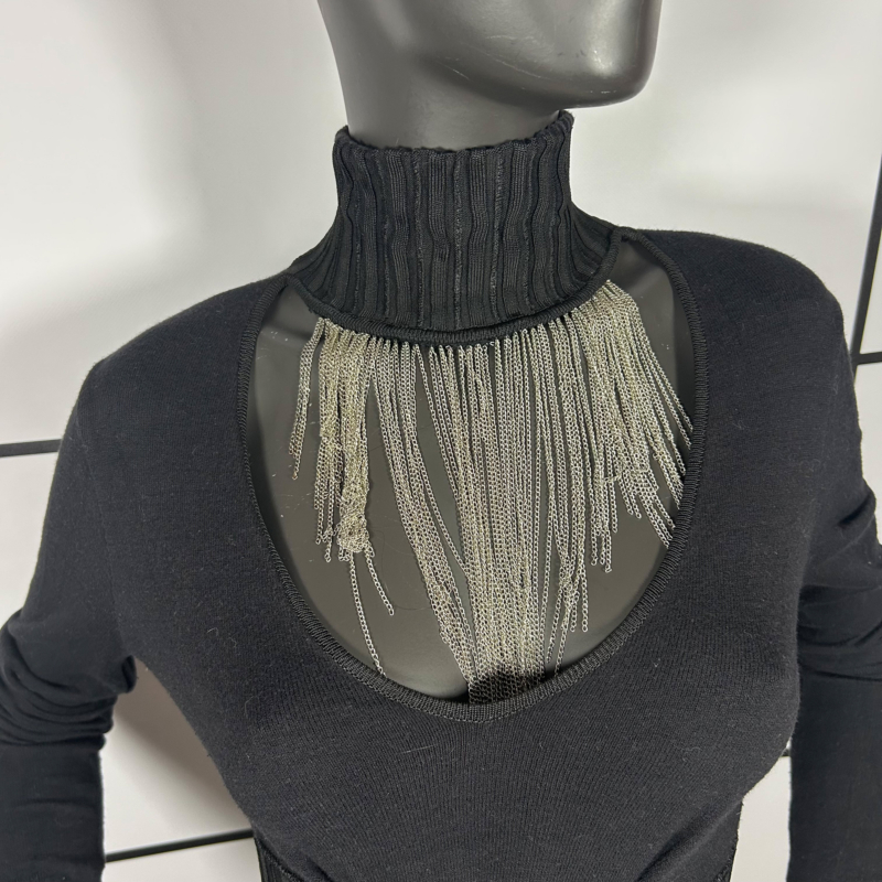 2010's Roberto Cavalli Class Chained Turtleneck Corset Top
