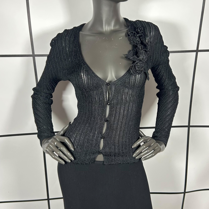 2000's Roberto Cavalli Flower Embroidery Mesh Cardigan