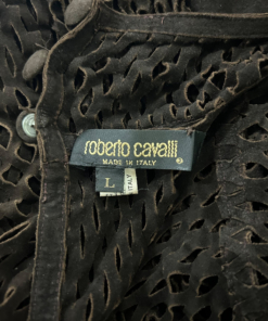 2000's Roberto Cavalli Leather Fringe Mesh Top - Image 6