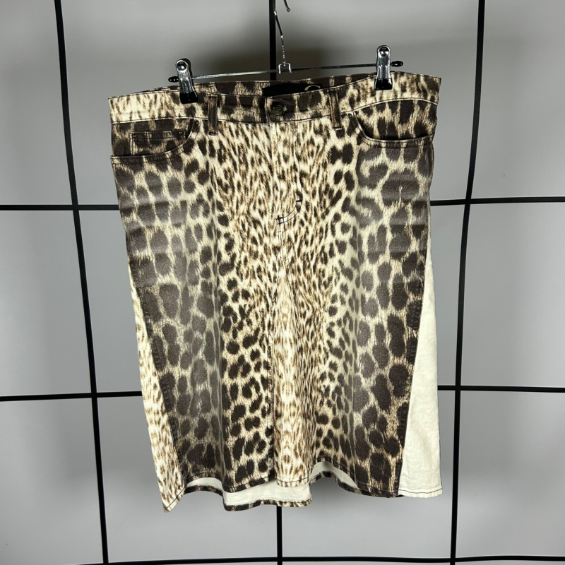 2000s Roberto Cavalli Leopard Print Skirt