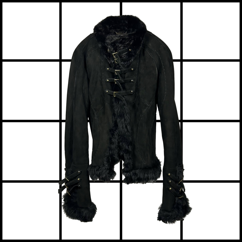 A/W2004 Roberto Cavalli Suede Belted Mink Jacket