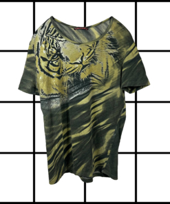 2000s Roberto Cavalli Tiger Face Print Shortleeved T-Shirt