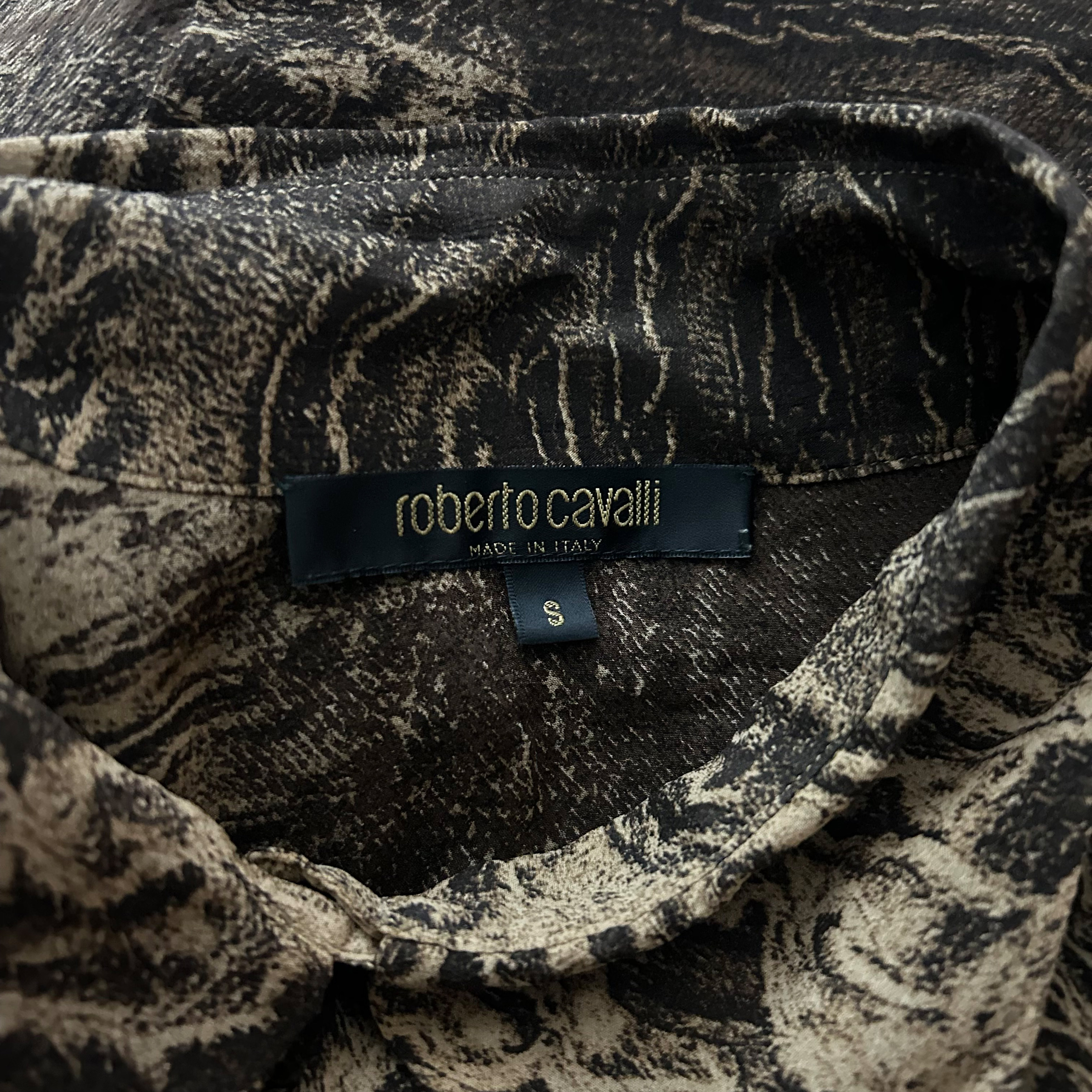 2000's Roberto Cavalli Sand Erosian Silk Shirt - Image 9