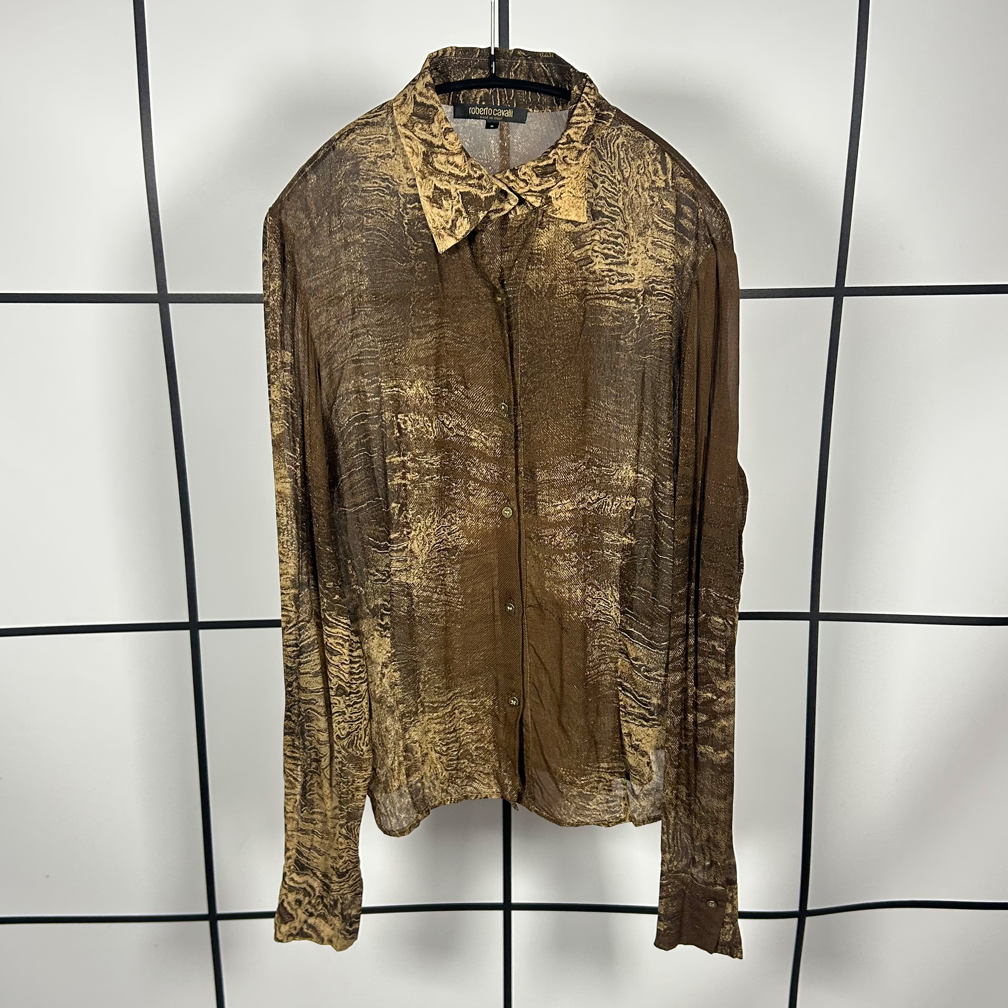 2000's Roberto Cavalli Sand Erosian Silk Shirt