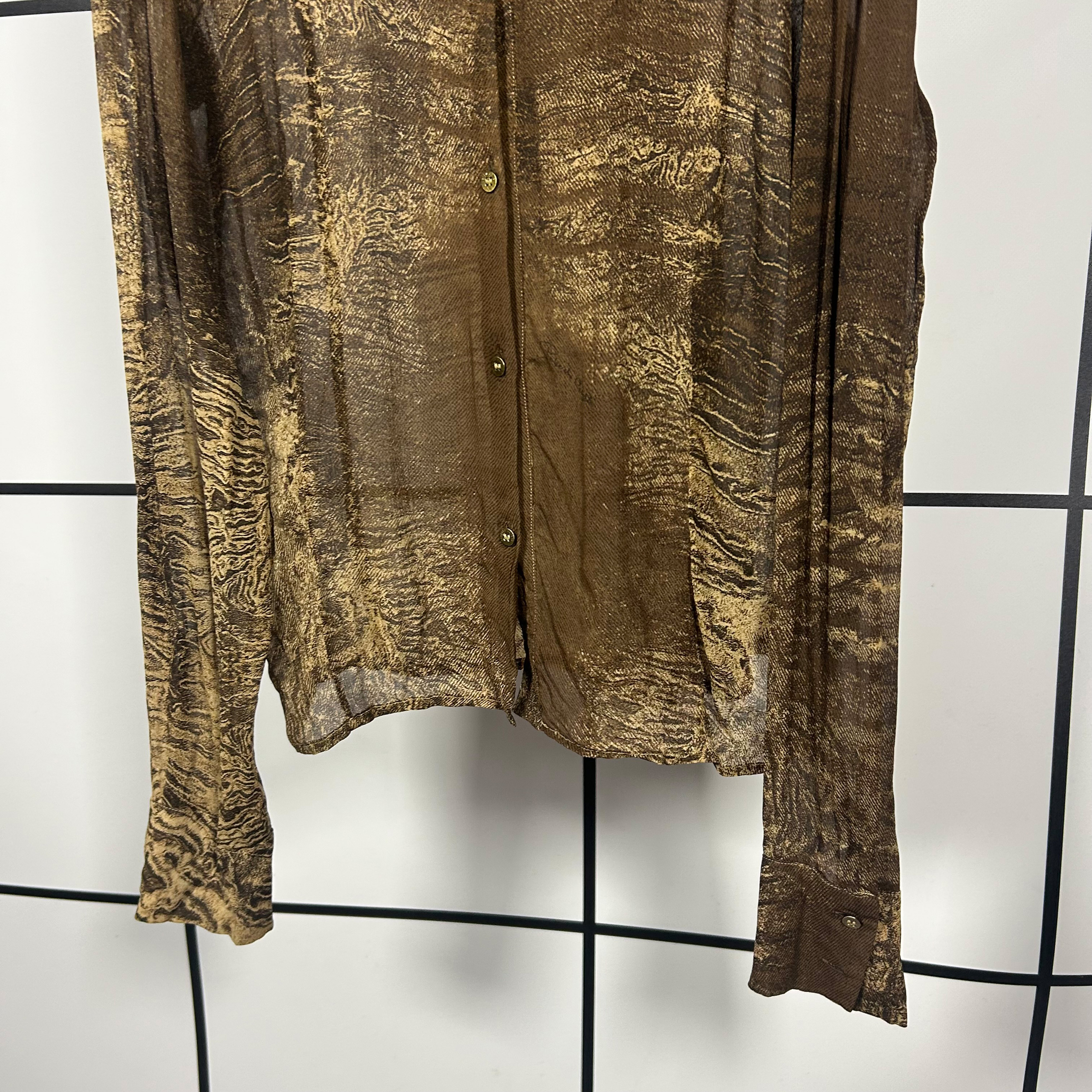 2000's Roberto Cavalli Sand Erosian Silk Shirt - Image 3