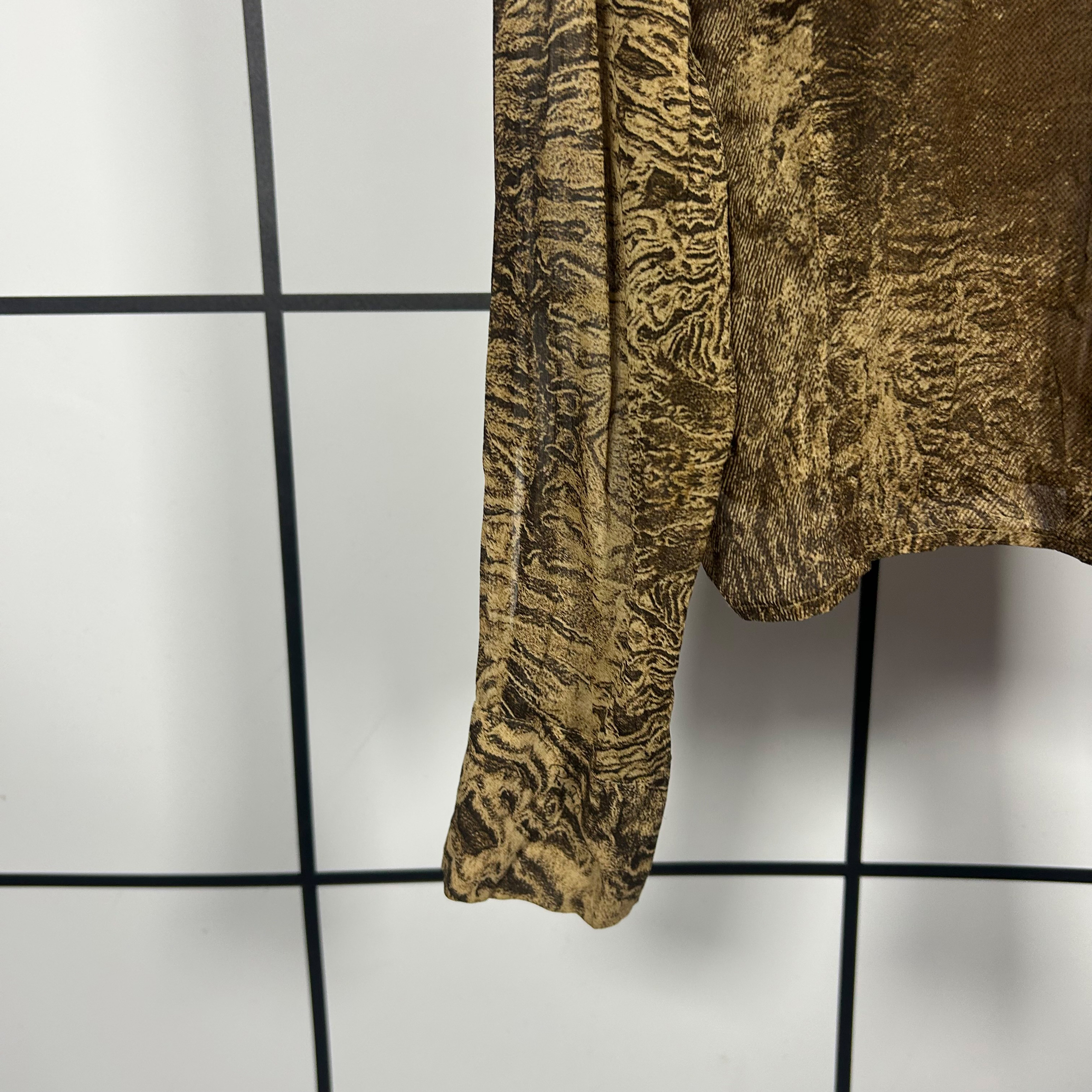 2000's Roberto Cavalli Sand Erosian Silk Shirt - Image 4