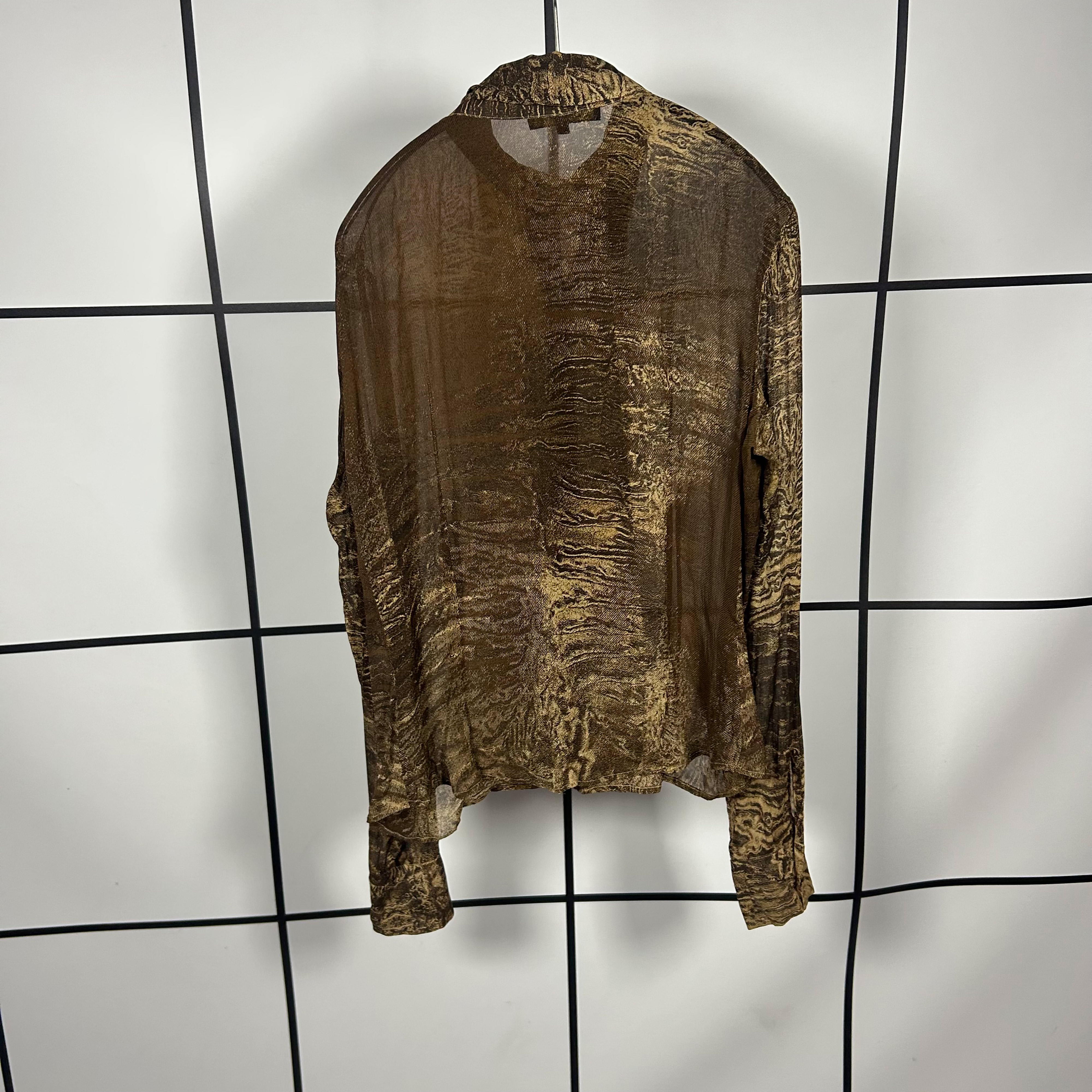 2000's Roberto Cavalli Sand Erosian Silk Shirt - Image 6