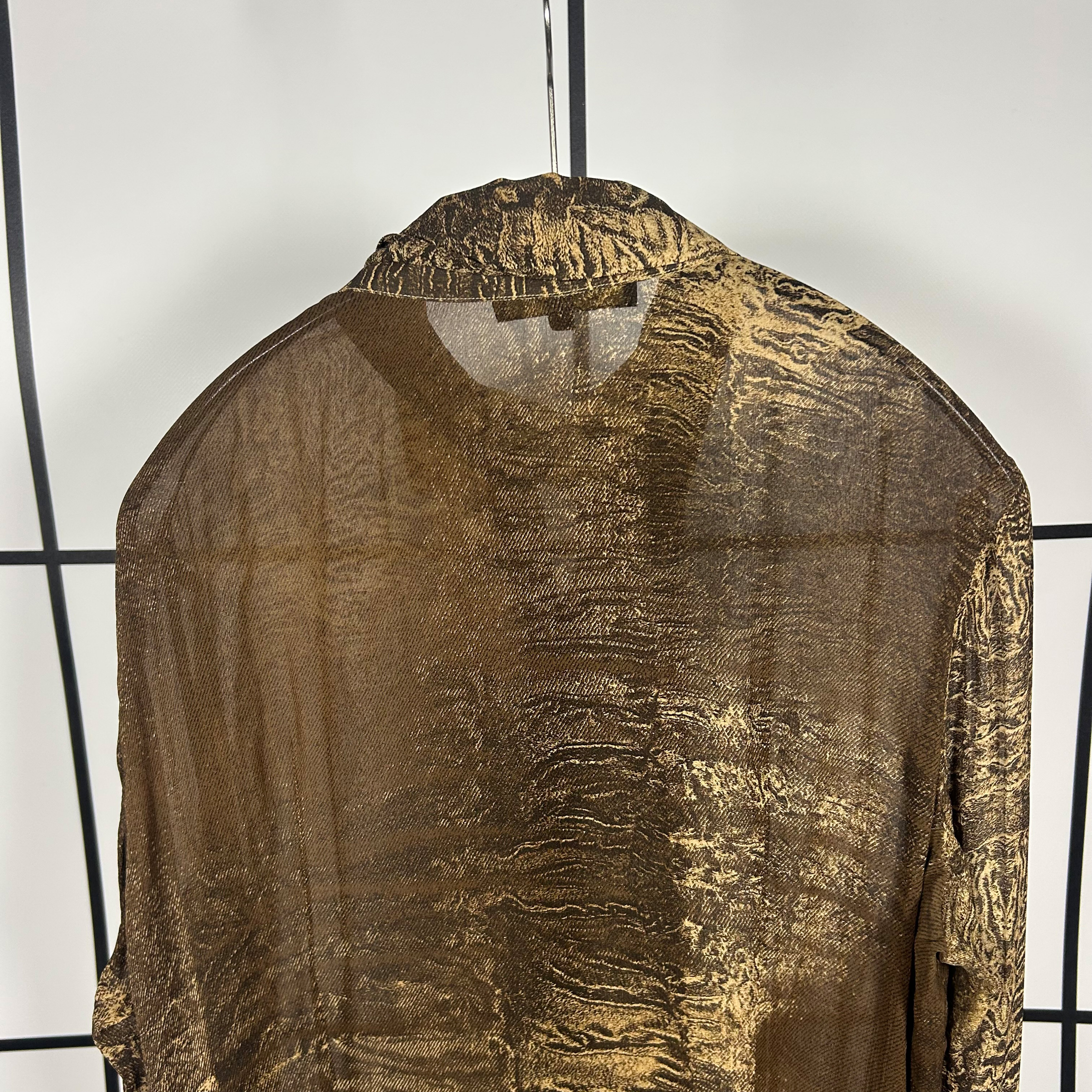 2000's Roberto Cavalli Sand Erosian Silk Shirt - Image 7
