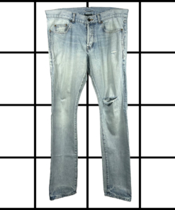 2021 Saint Laurent Distressed Blue Denim Jeans