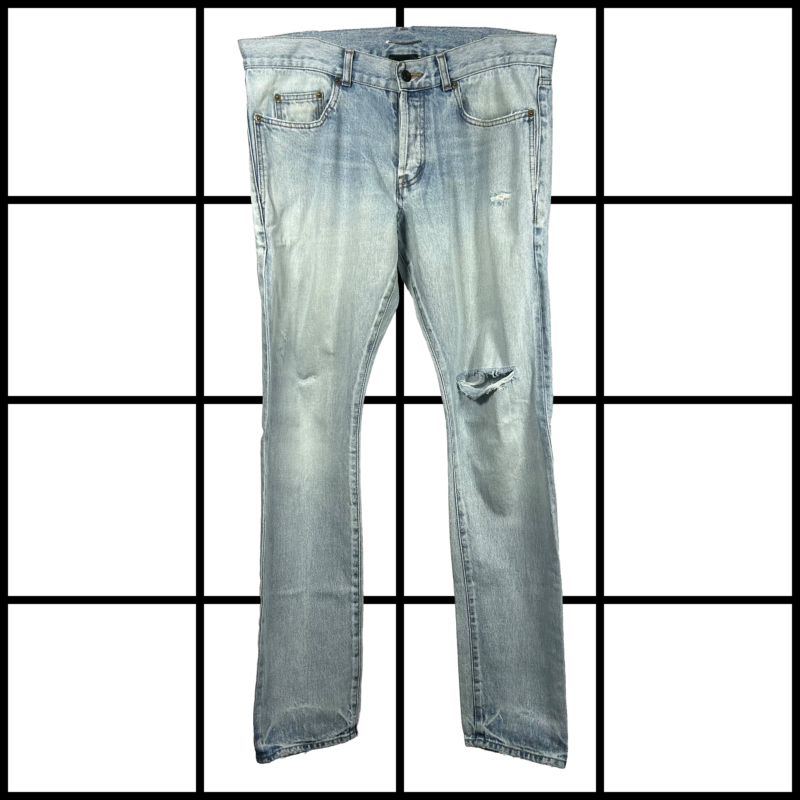 2021 Saint Laurent Distressed Blue Denim Jeans