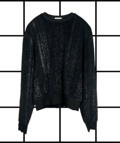 2017 Saint Laurent Black Striped Glitter Longsleeve
