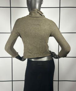 2000's Yohji Yamamoto Cropped Khaki Linen Cardigan - Image 4