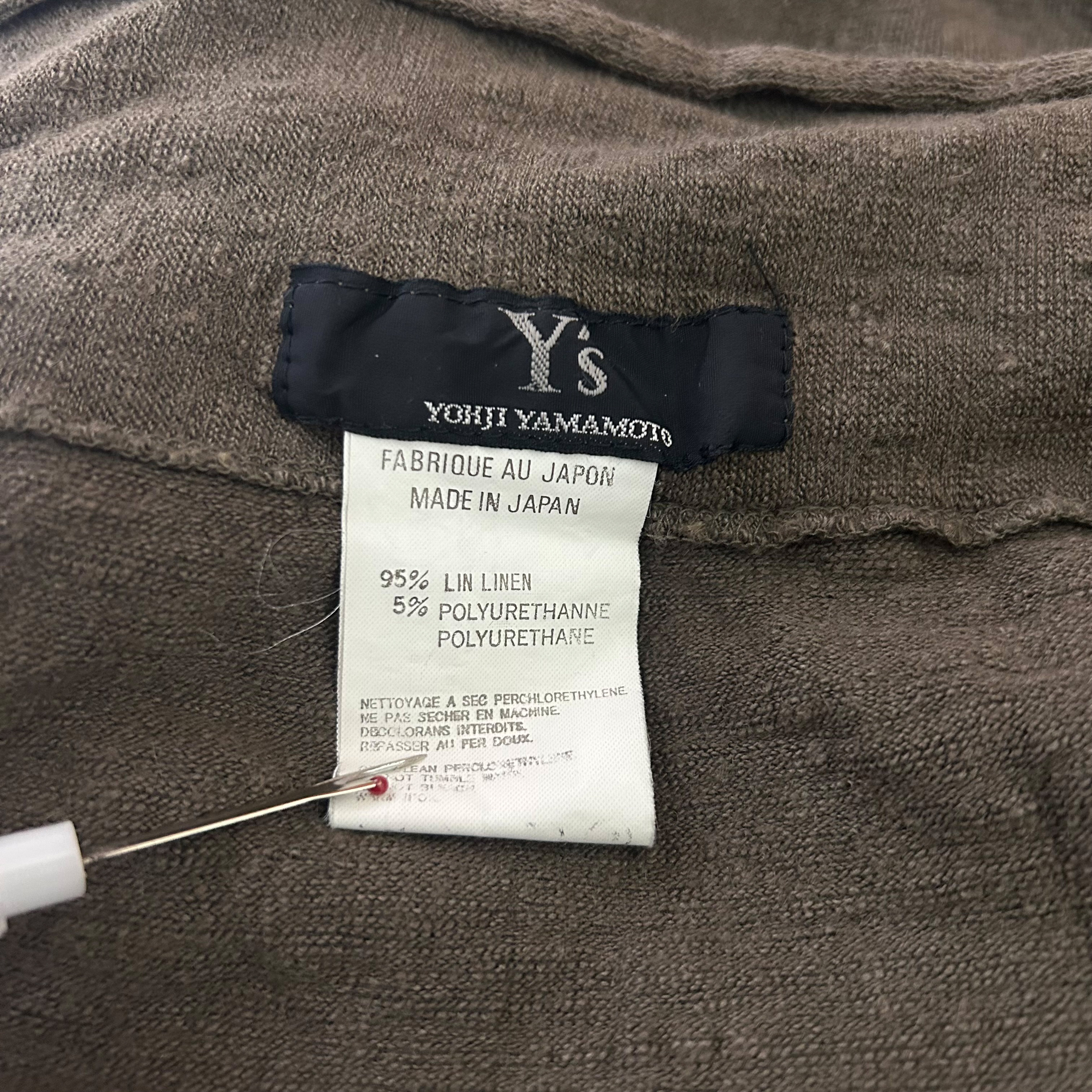 2000's Yohji Yamamoto Cropped Khaki Linen Cardigan - Image 6