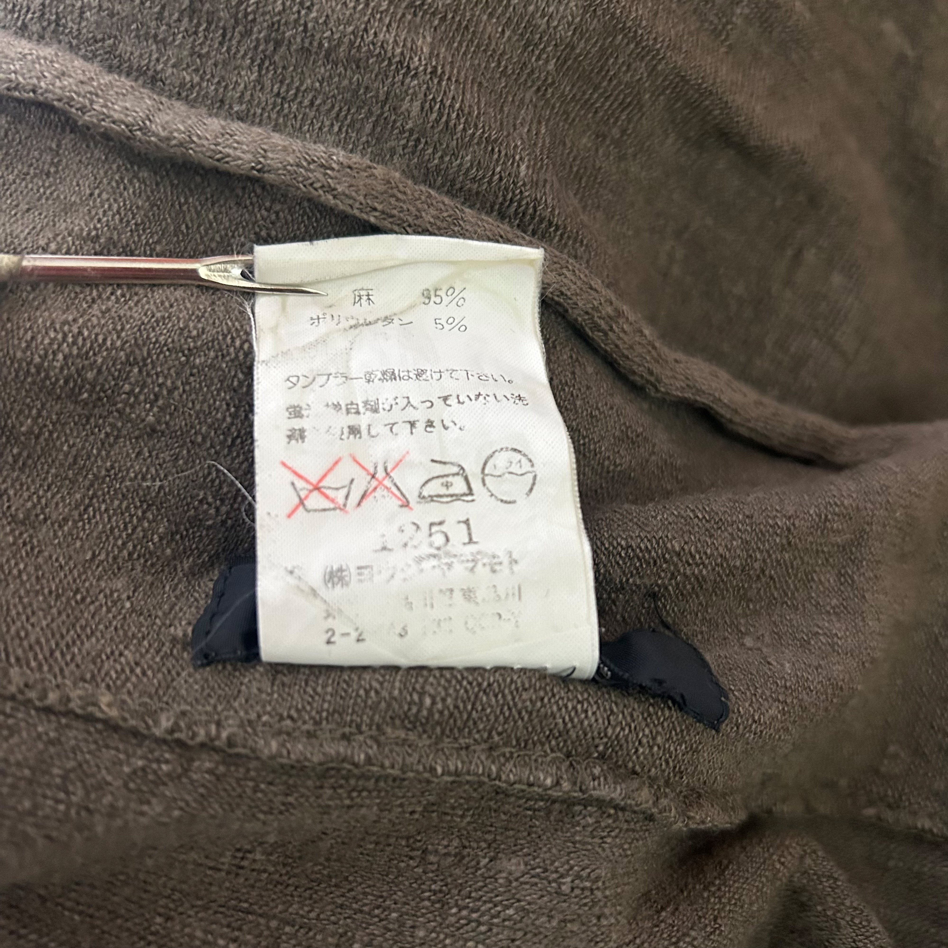 2000's Yohji Yamamoto Cropped Khaki Linen Cardigan - Image 7