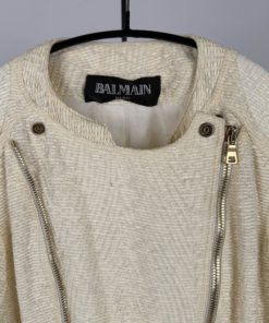 2000s Balmain Multi Zip Coated Blend Biker Jacket - Image 4