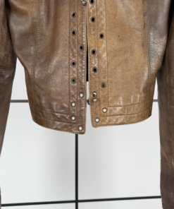 2000s Dirk Bikkembergs Brown Leather Pierced Jacket - Image 5