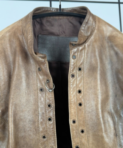 2000s Dirk Bikkembergs Brown Leather Pierced Jacket - Image 4