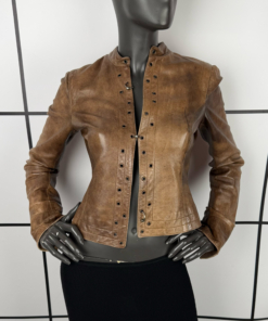 2000s Dirk Bikkembergs Brown Leather Pierced Jacket