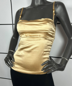 2000s Dolce & Gabbana Silk Golden Bustier Top