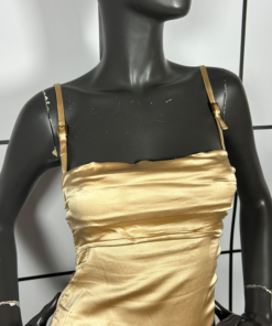 2000s Dolce & Gabbana Silk Golden Bustier Top - Image 2