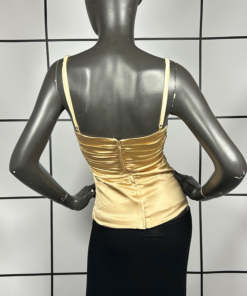 2000s Dolce & Gabbana Silk Golden Bustier Top - Image 4