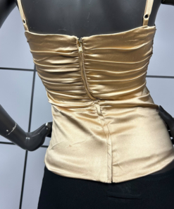 2000s Dolce & Gabbana Silk Golden Bustier Top - Image 5