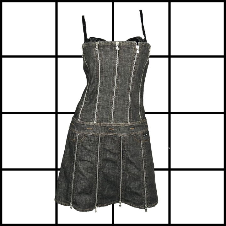 S/S2005 Dolce & Gabbana Multi Zip Denim Midi Dress
